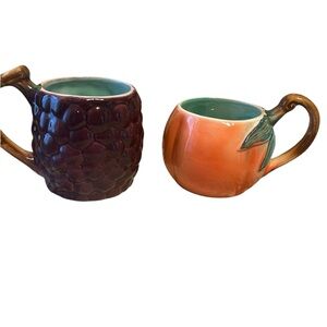 Artisan Ceramic Mug Duo - Deep Purple and Vibrant Orange